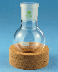Round bottom flasks, borosilicate glass 3.3, with standard ground joint,...